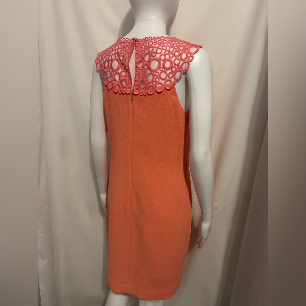 Trina Turk 0 Coral Pink Embroidered Sheath Cocktail Party Dress Elegant Boho - Picture 8 of 10